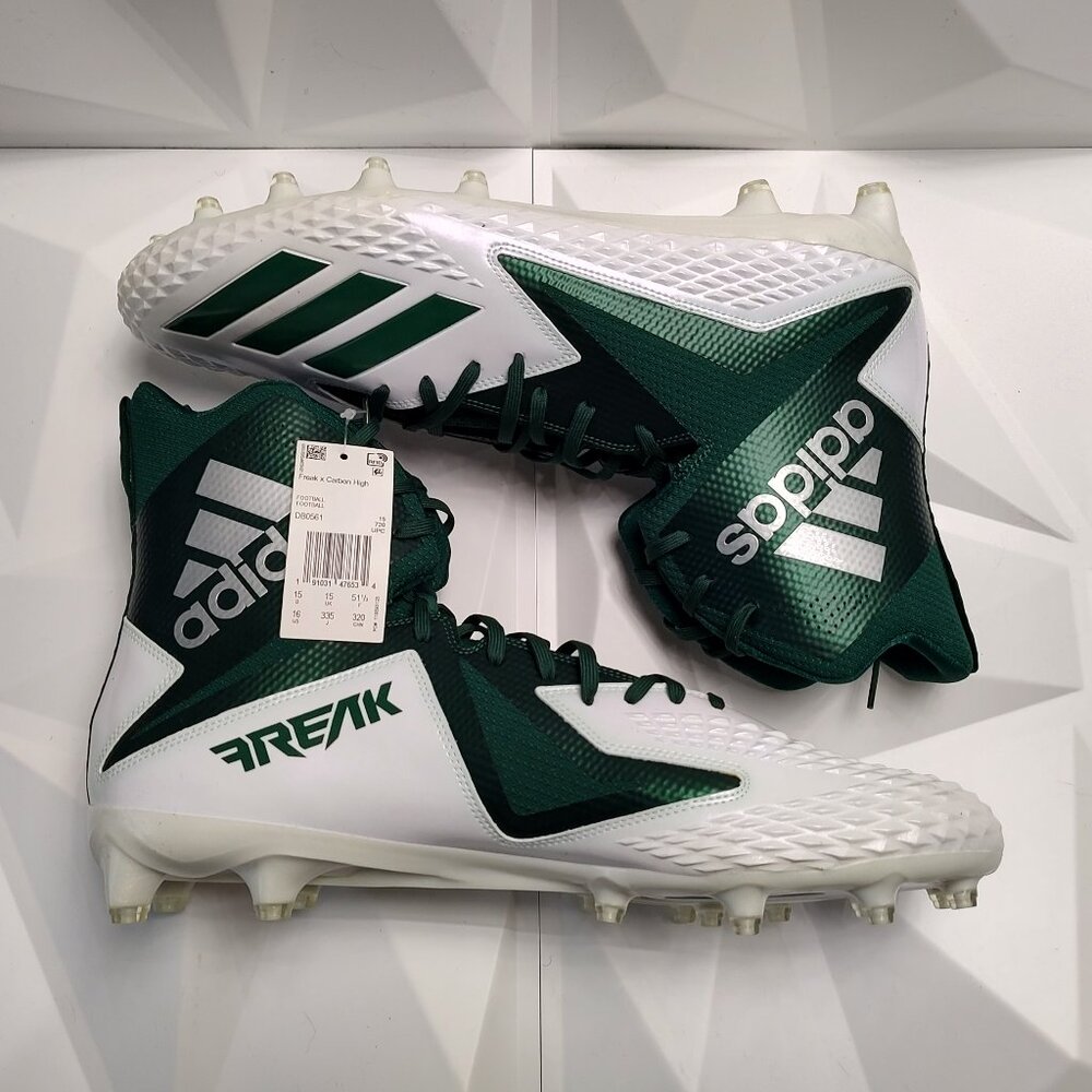 Adidas Mens Football Cleats 16 White Green Shoe Lacrosse Freak X Carbon High